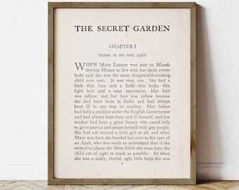 The Secret Garden First Edition Page, Book Lovers Gifts (Instant Digital Download)