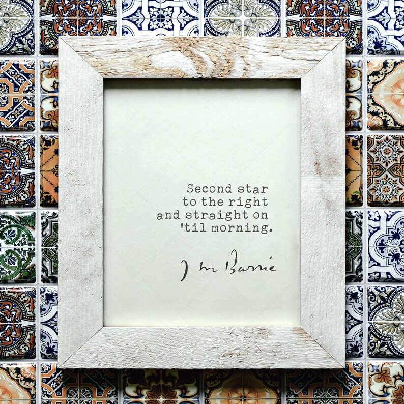 Peter Pan JM Barrie Quote, Second Star to the Right, book lovers gifts, printable instant download art, Peter Pan Nursery Art image 9