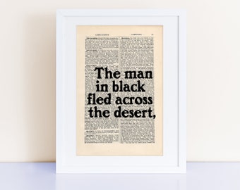 Stephen King quote print on an antique page, book lovers gifts, The Gunslinger