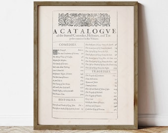 Shakespeare First Folio, Book Lover Gifts (Instant Digital Download)