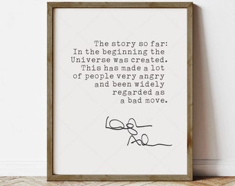Douglas Adams Quote, book lovers gifts, instant download printable, The Restaurant at the End of the Universe, print locally, last minute