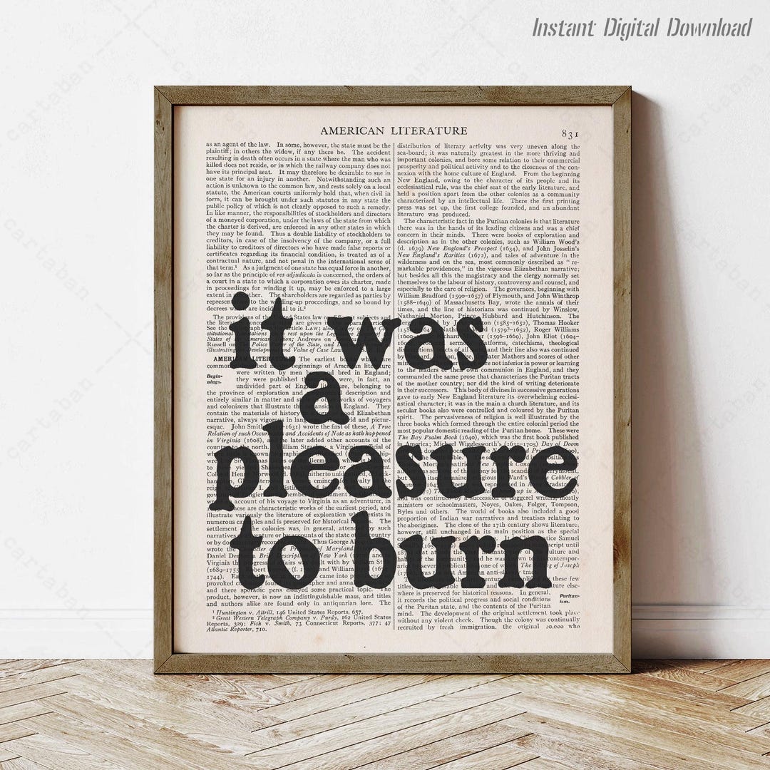 Quote from Fahrenheit 451 first line displayed on vintage paper
