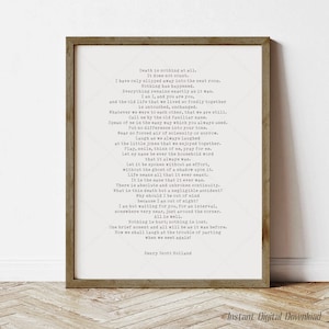 Henry Scott Holland All Is Well, Death is nothing at all, download printable, inspirational funeral poem, bereavement sympathy gift, eulogy