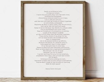 Henry Scott Holland All Is Well, Death is nothing at all, download printable, inspirational funeral poem, bereavement sympathy gift, eulogy