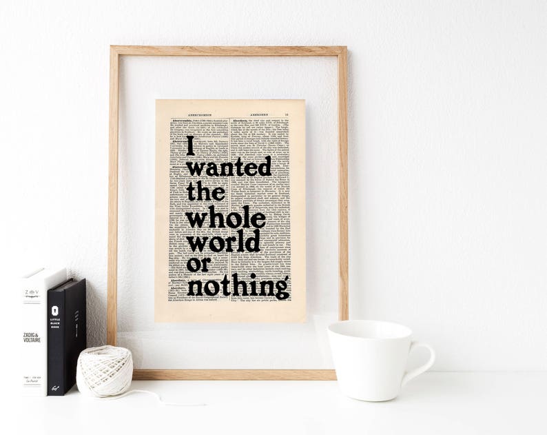 Charles Bukowski Post Office Quote Print on an antique page, I wanted the whole world or nothing, book lovers gifts image 5