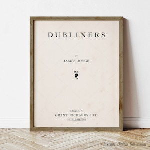 Dubliners by James Joyce, book lovers gifts, digital download printable, title page first edition 1914, print locally