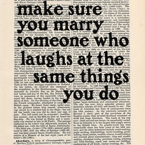 The Catcher in the Rye by JD Salinger quote print on an antique page, make sure you marry someone who laughs at the same things you do image 8