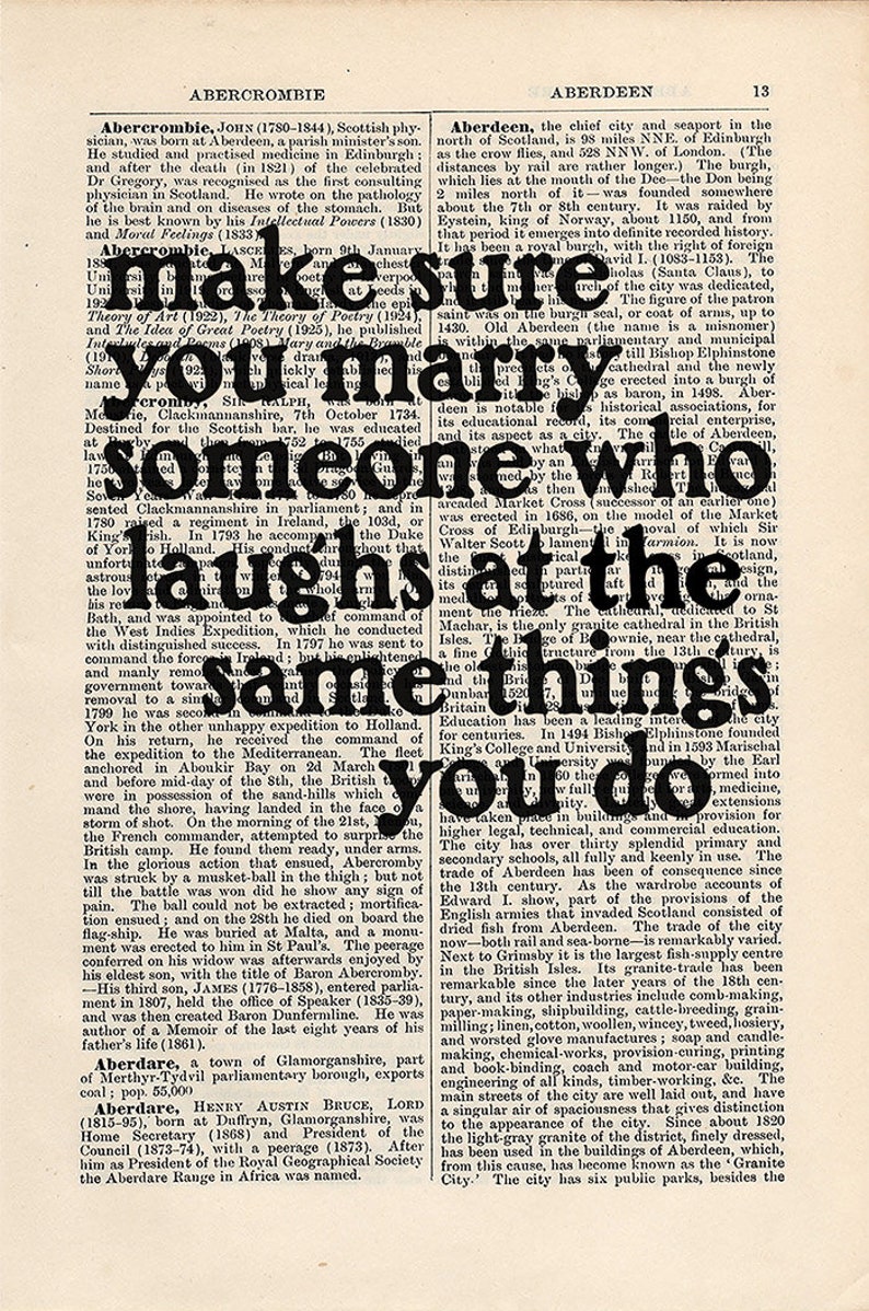 The Catcher in the Rye by JD Salinger quote print on an antique page, make sure you marry someone who laughs at the same things you do image 8