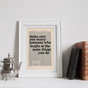 The Catcher in the Rye by JD Salinger quote print on an antique page, make sure you marry someone who laughs at the same things you do image 2