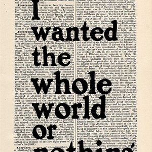 Charles Bukowski Post Office Quote Print on an antique page, I wanted the whole world or nothing, book lovers gifts image 8