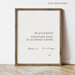 Oscar Wilde Zitat, Geschenke für Buchliebhaber, sofortiger Download, Druck lokal, Oscar Wilde Zitat Druckplakat, sei du selbst, Leseecke Dekor Geschenke