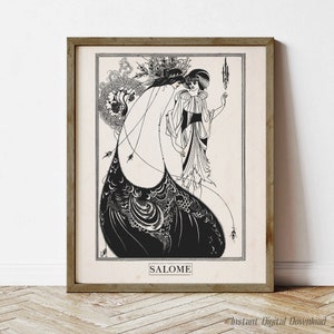 Salome by Oscar Wilde, The Peacock Skirt by Aubrey Beardsley, book lovers gifts, instant digital download printable poster, print locally
