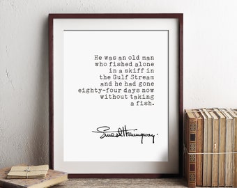 Ernest Hemingway Quote, Motivation Poster, digital download print, Inspirational Motivational, Hemingway quotes, the old man and the sea