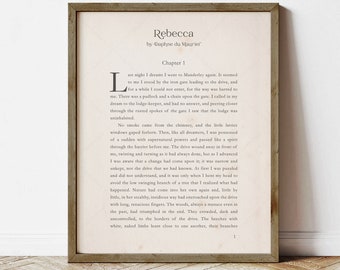 Rebecca Poster, Daphne du Maurier, book lovers gifts, digital download, print locally, first page first chapter first lines