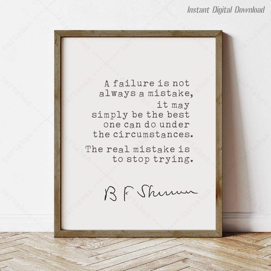 B F Skinner Quote, Instant Download, Print Locally, Psychology Quotes, a Failure is Not Always a Mistake, Reading Nook Decor Gifts - Etsy Japan