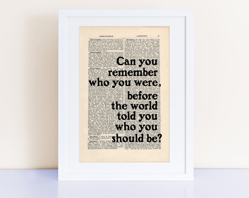 Charles Bukowski Quote Print on an antique page, Can you remember who you were image 1