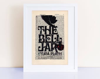 The Bell Jar by Sylvia Plath Print on an Antique Page, Book Cover Art,  Bookish Gifts 