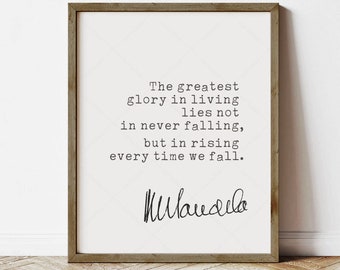 Nelson Mandela Quote, digital download printable, inspirational quote poster, famous quotes, rising every time we fall