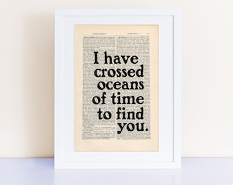 Bram Stoker Dracula Quote Print on an antique page, I have crossed oceans of time to find you