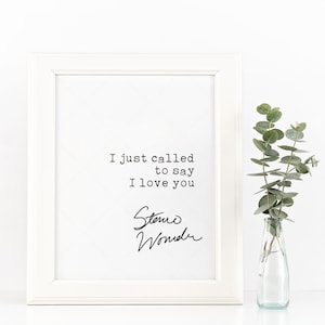 Stevie Wonder Quote, digital download print poster, love print poster, I just called to say I love you image 9