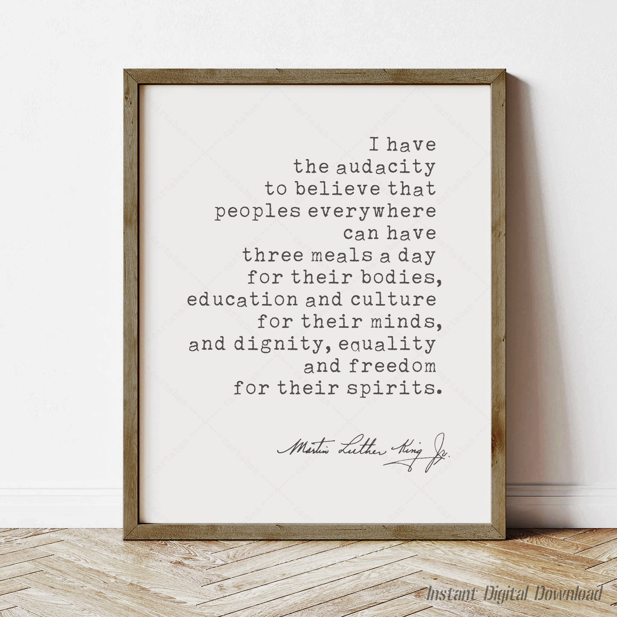 Martin Luther King Jr Quote, book lovers gifts, digital download, I Have the Audacity, Nobel acceptance speech, print locally, wall decor