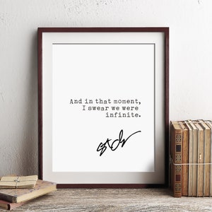 The Perks of Being a Wallflower Quote, Motivation Poster, digital download print, Literature, Stephen Chbosky quotes image 3