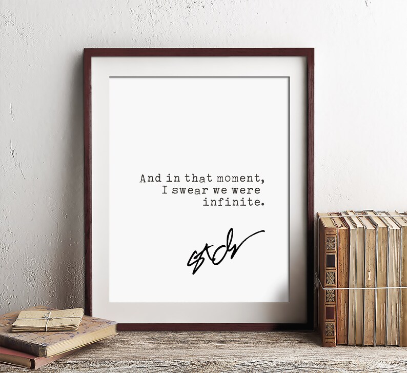 The Perks of Being a Wallflower Quote, Motivation Poster, digital download print, Literature, Stephen Chbosky quotes image 3