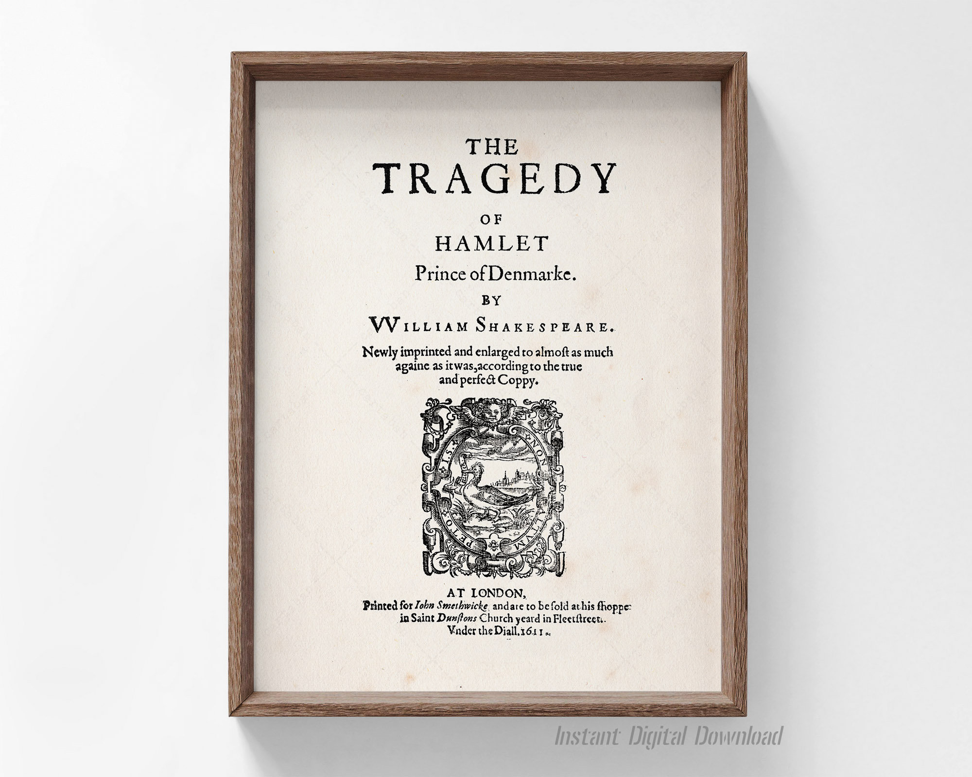 Hamlet by William Shakespeare Poster, Book Lover Gifts (digital ...