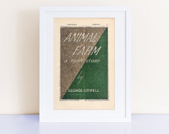 Animal Farm by George Orwell Print on an antique page, first edition, book cover art