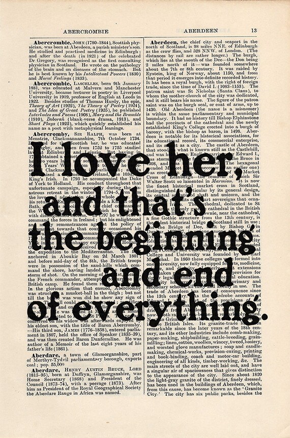 F Scott Fitzgerald Quote Print On An Antique Page I Love Her Etsy