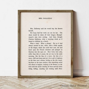 Mrs Dalloway by Virginia Woolf, book lovers gifts, instant digital download printable, first page first edition 1925, print locally