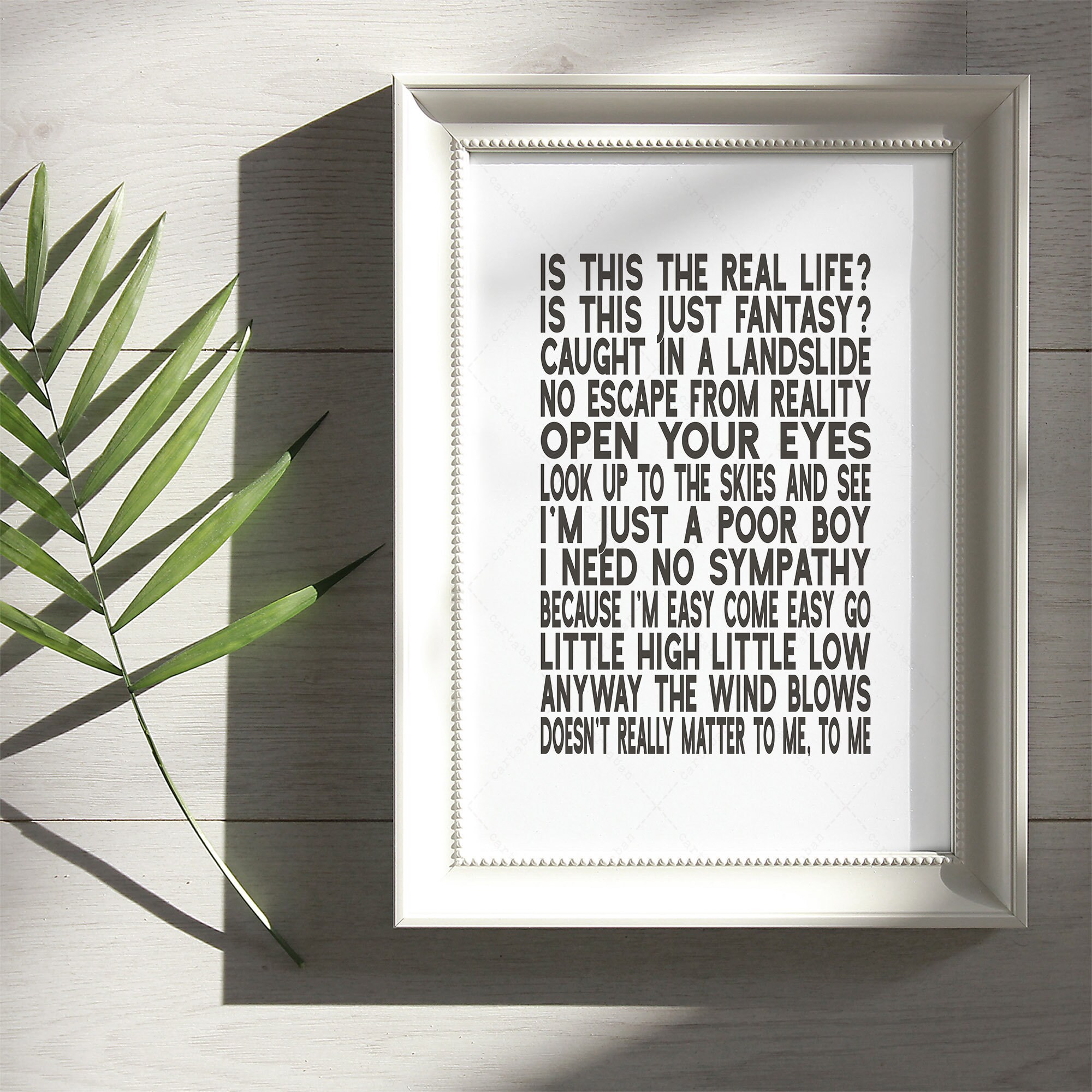 Parole De Bohemian Rhapsody En Francais Bohemian Rhapsody Lyrics Print downloadable print art - Etsy France