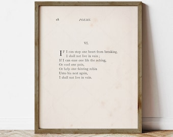 Poema de Emily Dickinson, regalos para amantes de los libros (descarga digital instantánea)