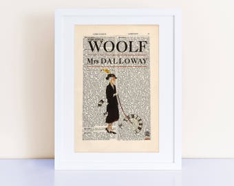 Mrs. Dalloway by Virginia Woolf Print on an antique page, book cover art