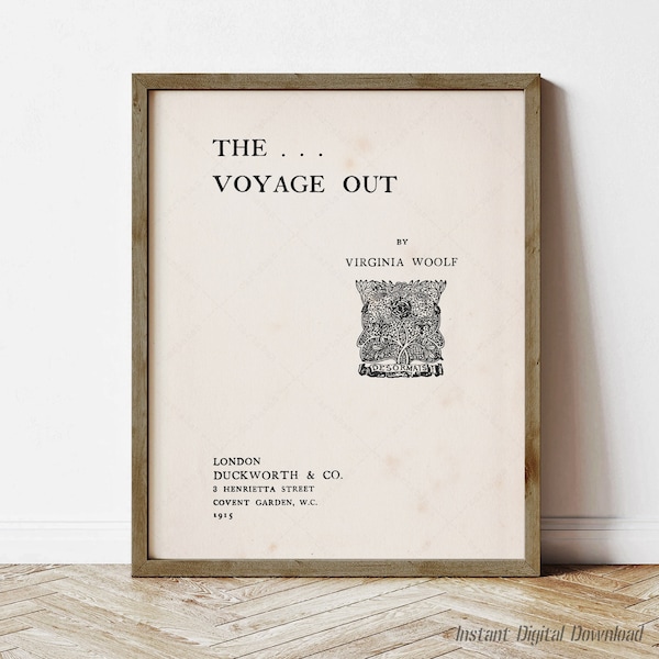 The Voyage Out by Virginia Woolf, book lovers gifts, instant digital download printable, title page first edition 1915, print locally