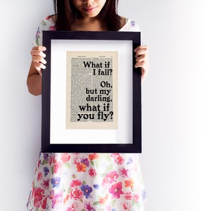 What if I fall Oh, but my darling, what if you fly ... Erin Hanson Quote Print on an antique page, Quote Poster image 6