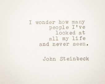 John Steinbeck Quote ... The Winter of Our Discontent ... Hand Typed Quote On Typewriter - Mini Quote, bookmark, size 4 3/8 x 3 2/8 in