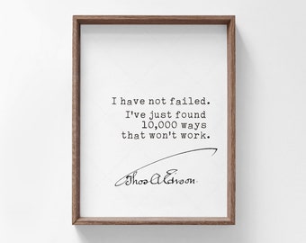 Thomas A Edison Quote, Motivation Poster, digital download print, Inspirational Motivational Print, Edison Quotes