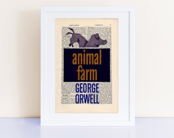 Animal Farm by George Orwell Print on an antique page, book cover art