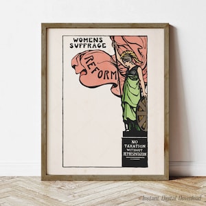 Suffragette campaign poster, instant download printable, print locally, historical feminism, motif Suffrage Atelier, women&#39;s rights, inspire