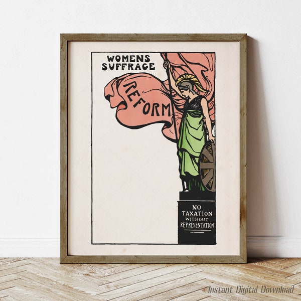 Suffragette campaign poster, instant download printable, print locally, historical feminism, motif Suffrage Atelier, women's rights, inspire