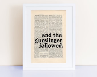 Stephen King quote print on an antique page, book lovers gifts, The Gunslinger