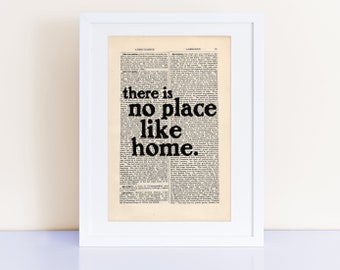 there is no place like home ... Wizard of Oz Quote Print on an antique page, Wizard of Oz Quote Poster, Dorothy, Welcome, Housewarming gift