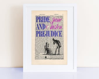 Pride and Prejudice door Jane Austen lettertjes op een antieke pagina, boek hoezen, boek liefhebbers cadeau