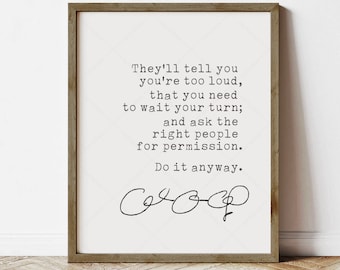 AOC Quote, Feminist Printable, instant download, Alexandria Ocasio-Cortez, Do it anyway, print locally