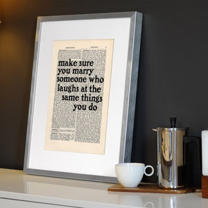 The Catcher in the Rye by JD Salinger quote print on an antique page, make sure you marry someone who laughs at the same things you do image 4