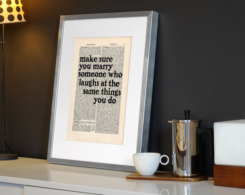 The Catcher in the Rye by JD Salinger quote print on an antique page, make sure you marry someone who laughs at the same things you do image 4