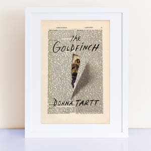 The Goldfinch by Donna Tartt Print on an antique page, book cover art