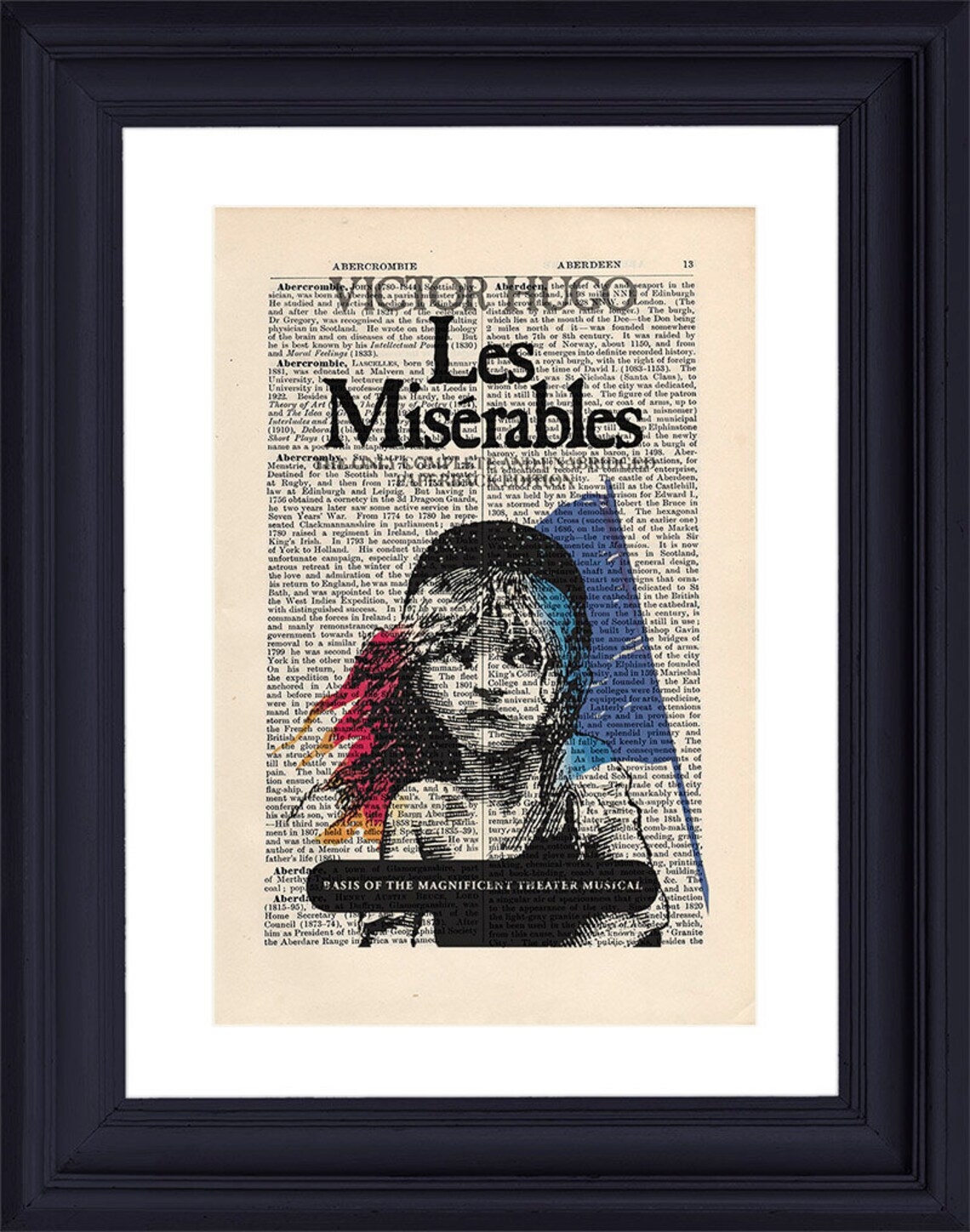 Les Miserables by Victor Hugo Print on an antique page book | Etsy