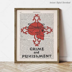 Crime and Punishment by Fyodor Dostoyevsky, instant download, literary poster, print locally, bookworm gifts, wall art reading nook decor